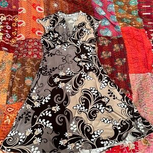 London Times Brown Floral Y2K Midi Dress